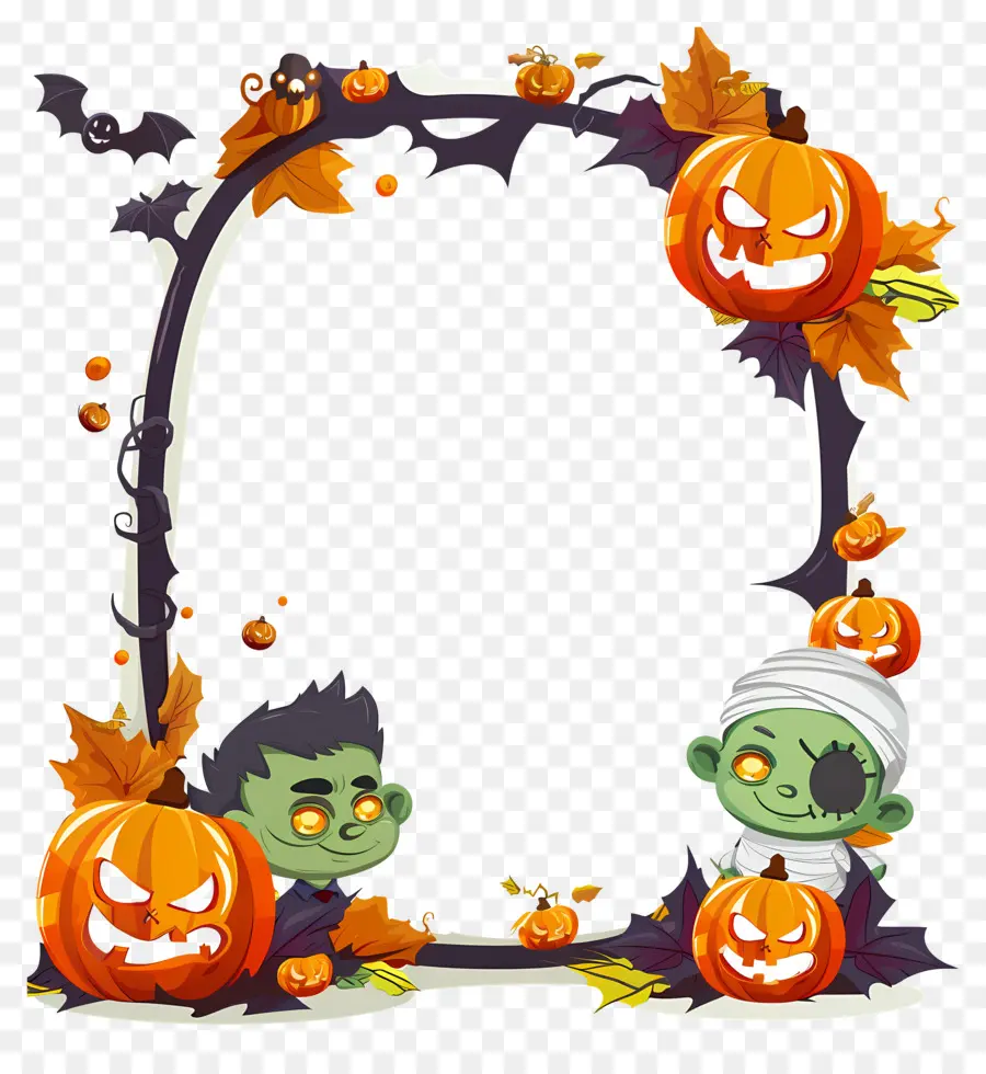 Cadre D'halloween，Citrouilles PNG