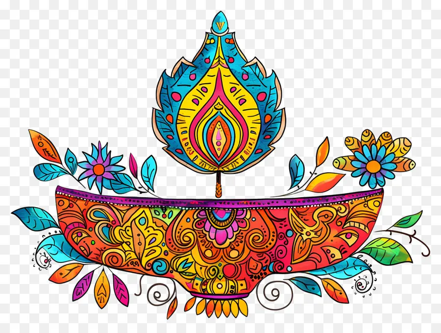 Fleur De Diwali，Lampe Colorée PNG