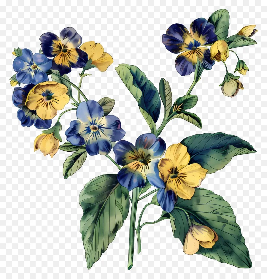 Fleurs Anciennes，Fleurs Bleues PNG