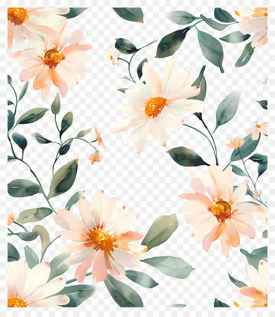 Fleurs Aquarelles，Fleurs De Pêcher PNG