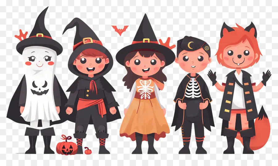 Enfants D'halloween，Enfants En Costumes D'halloween PNG