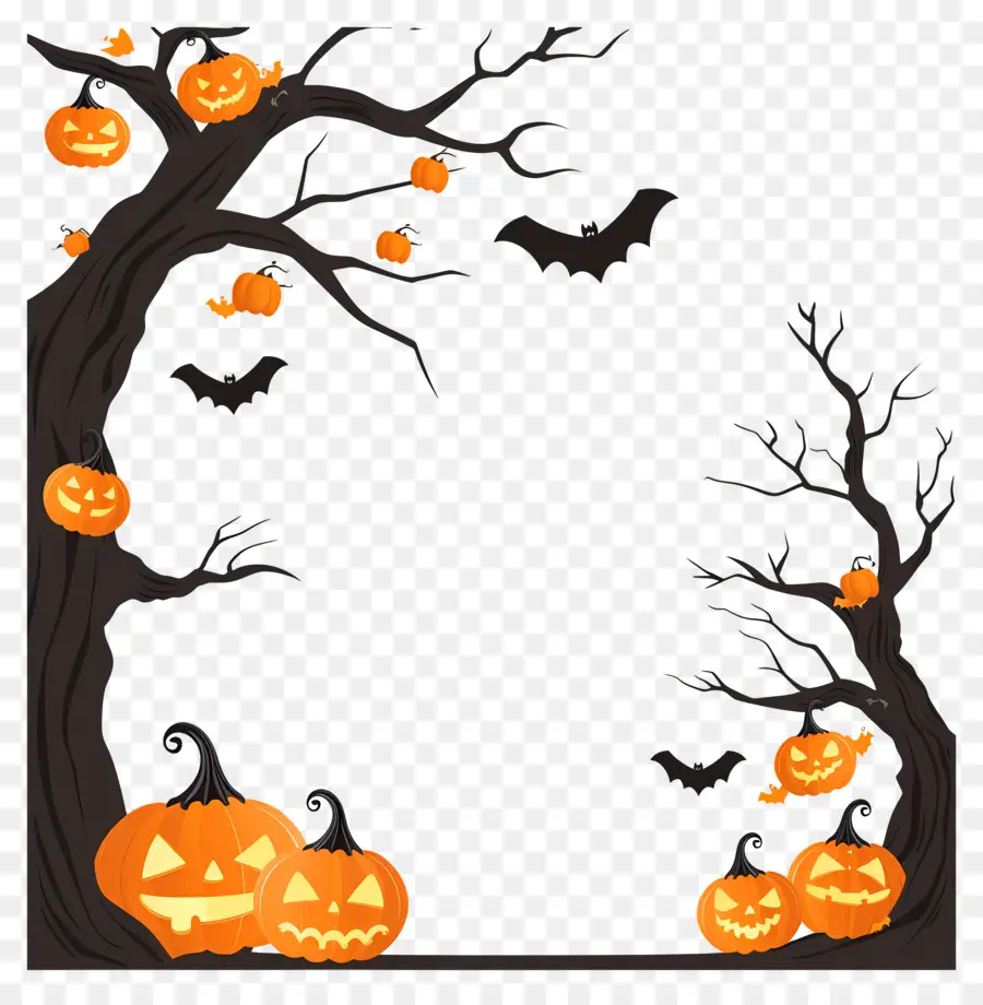 Cadre D'halloween，Citrouilles PNG