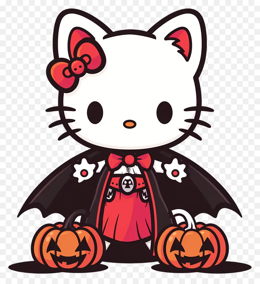 Bonjour Kitty Halloween，Chat Avec Des Ailes PNG