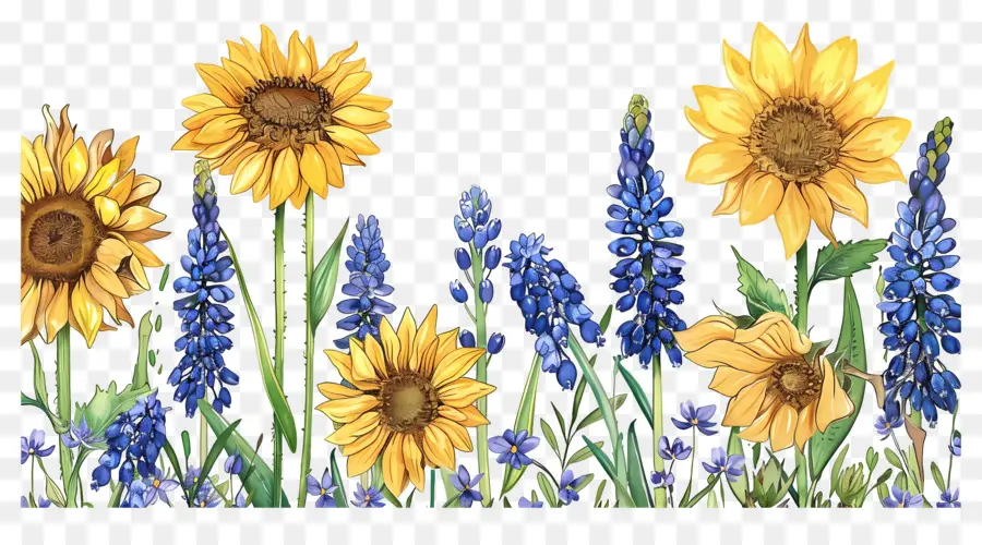 Bordure De Tournesols，Tournesols D'affilée PNG