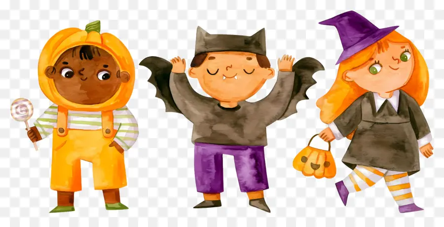 Enfants D'halloween，Enfants En Costumes D'halloween PNG