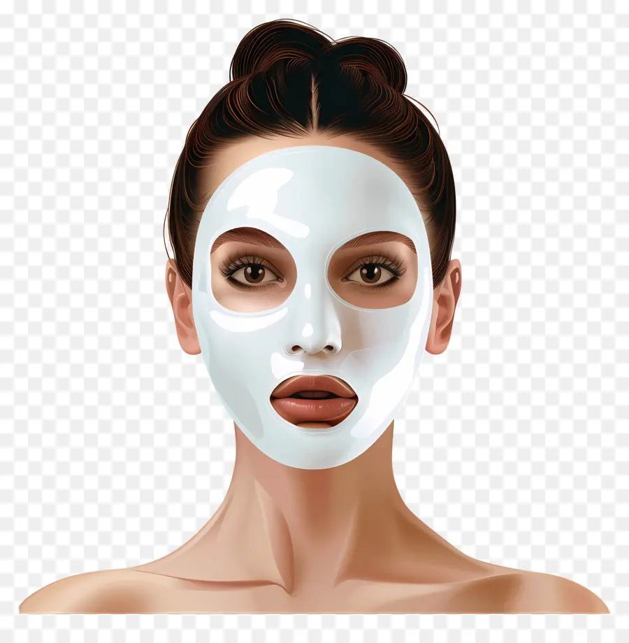 Belle Femme，Femme Avec Masque Facial Blanc PNG