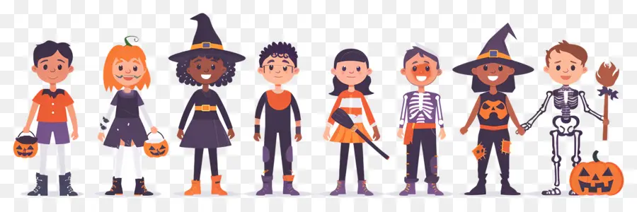 Enfants D'halloween，Enfants En Costumes D'halloween PNG