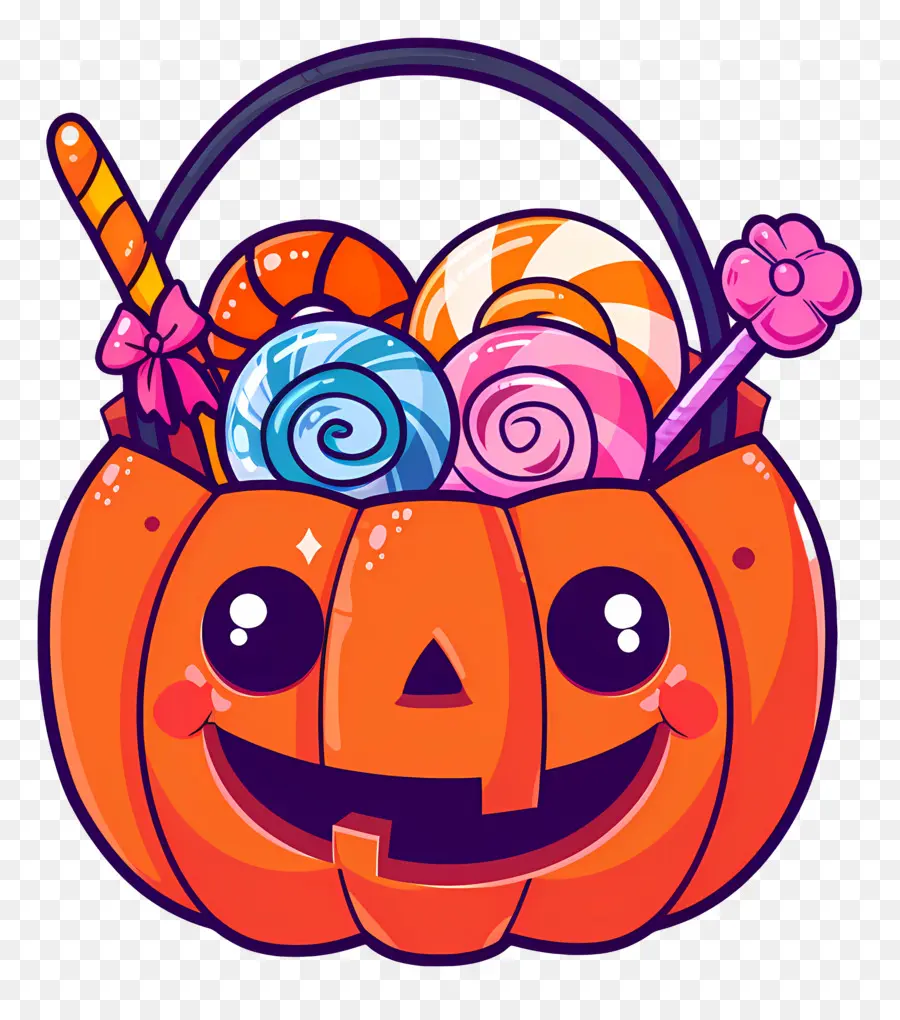 Seau à Bonbons D'halloween，Citrouille Avec Des Bonbons PNG