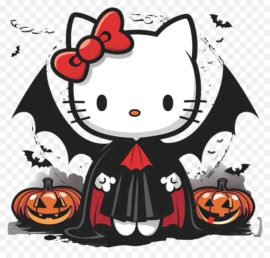 Bonjour Kitty Halloween，Chat Au Cap Rouge PNG