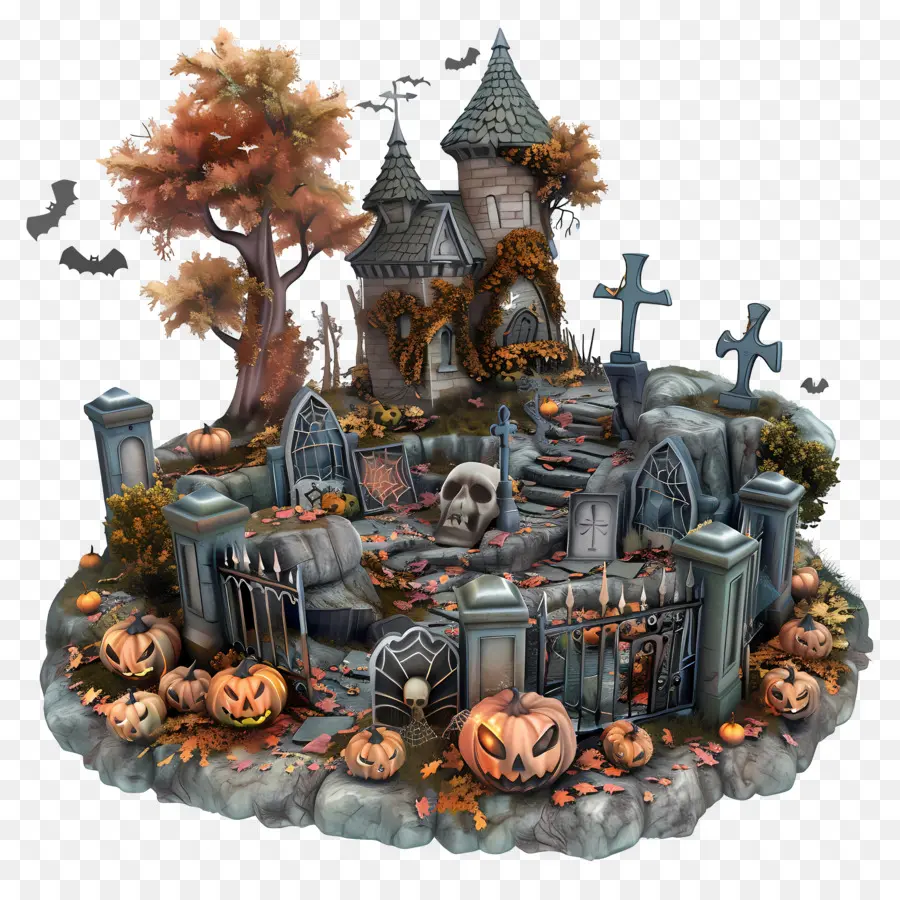 Cimetière D'halloween，Citrouilles PNG