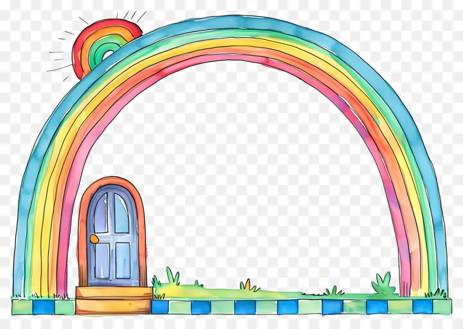 Cadre Mignon，Porte Arc En Ciel PNG