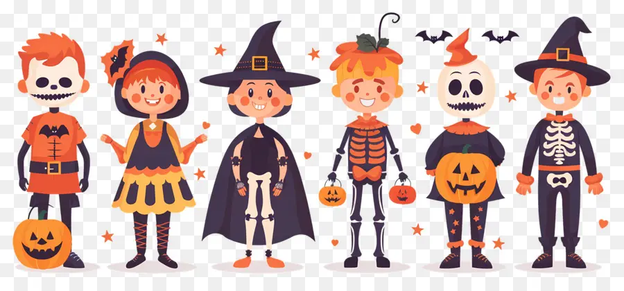 Enfants D'halloween，Enfants En Costumes D'halloween PNG