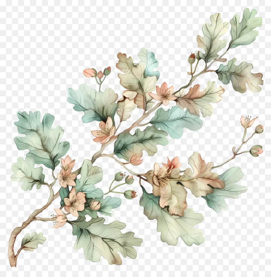 Fleurs Séchées，Branche Feuillue PNG