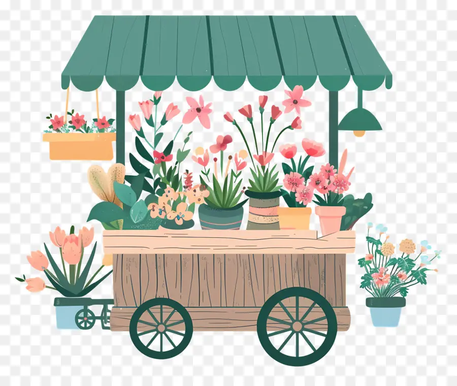 Chariot De Fleurs，Fleurs PNG