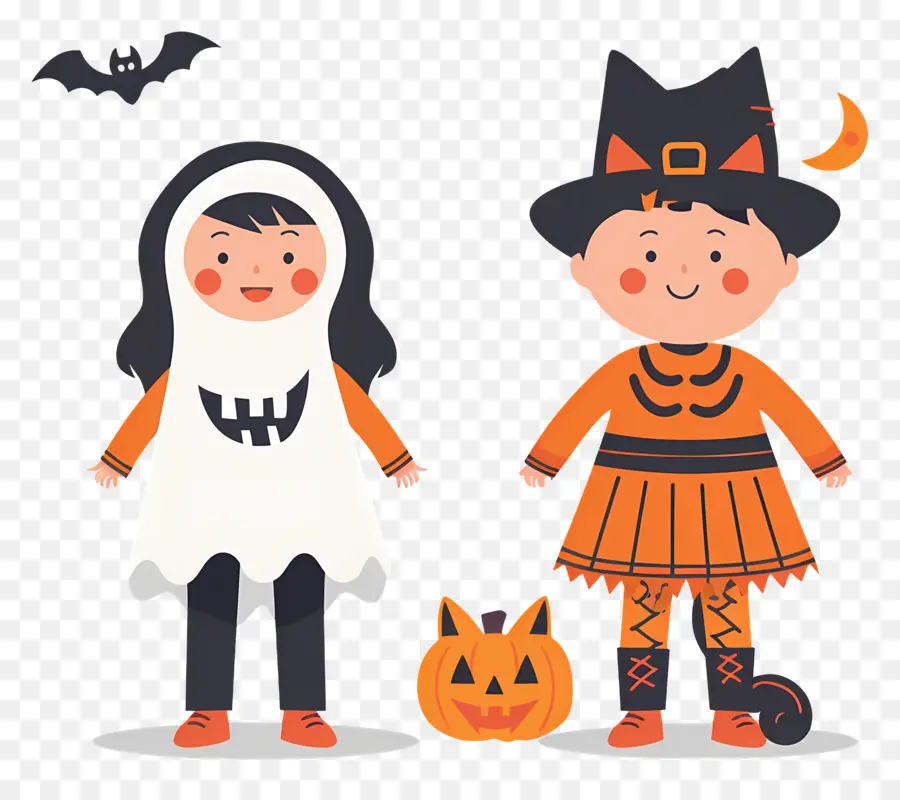 Enfants D'halloween，Enfants En Costumes D'halloween PNG