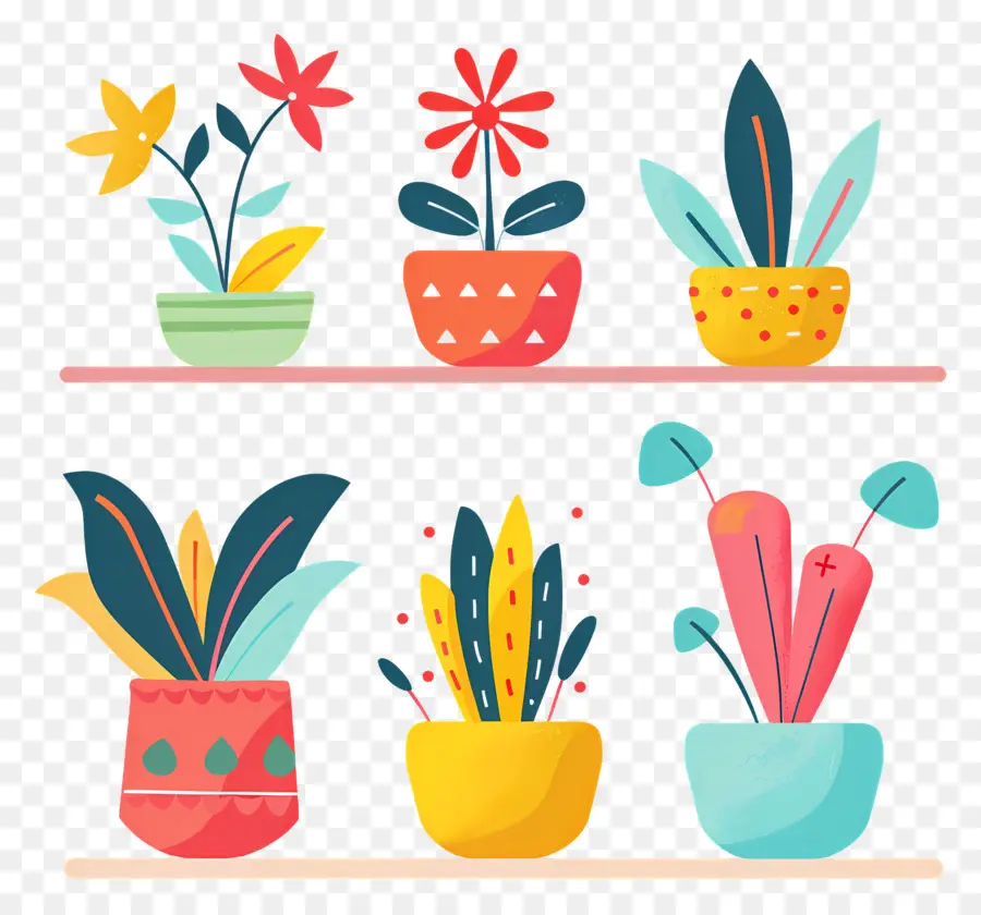 Plantes En Pot，Plantes En Pot Colorées PNG