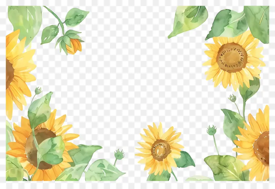 Cadre De Tournesols，Tournesols PNG