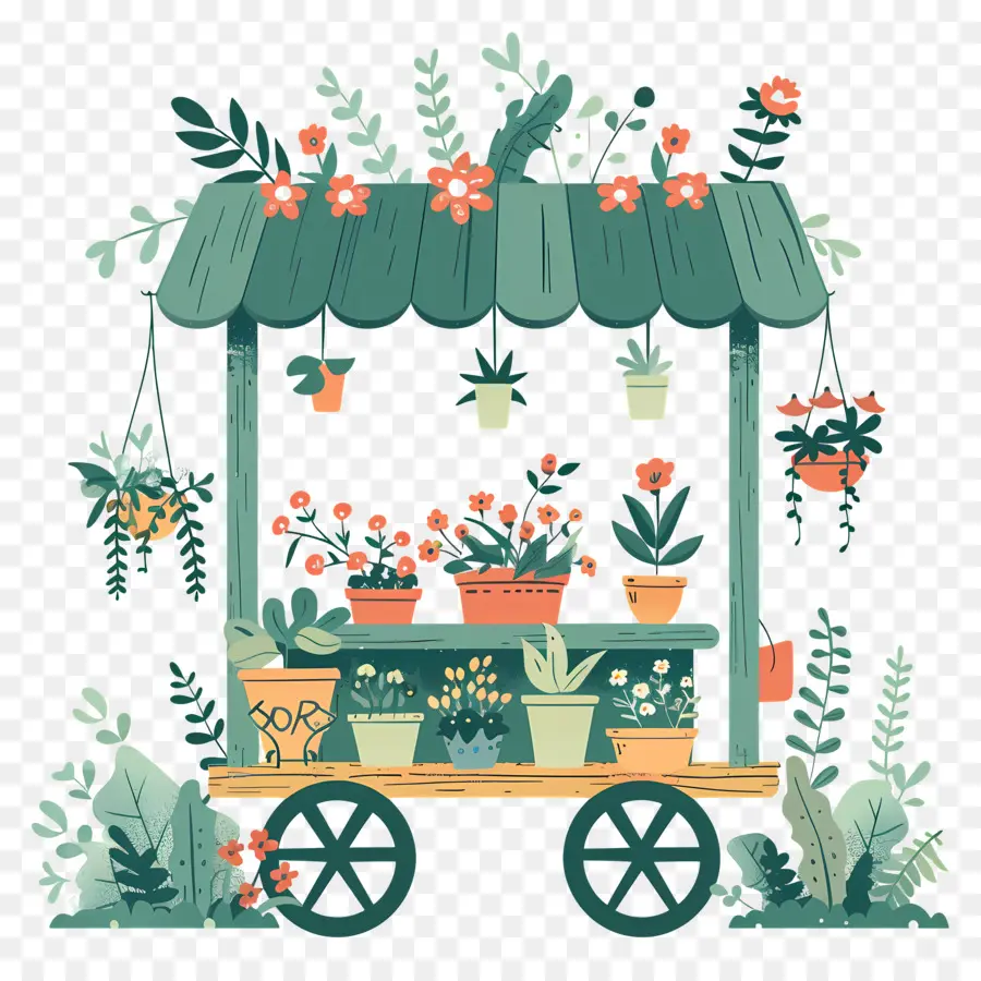 Chariot De Fleurs，Plantes PNG