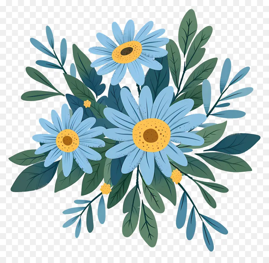 Fleurs De Marguerite，Bouquet De Fleurs Bleues PNG