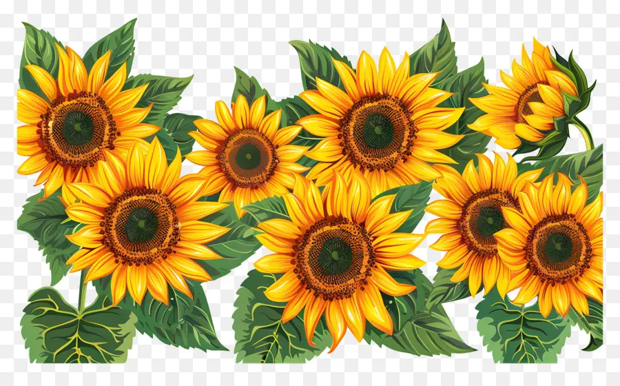 Bordure De Tournesols，Tournesols PNG