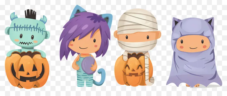 Enfants D'halloween，Enfants Dans De Jolis Costumes D'halloween PNG