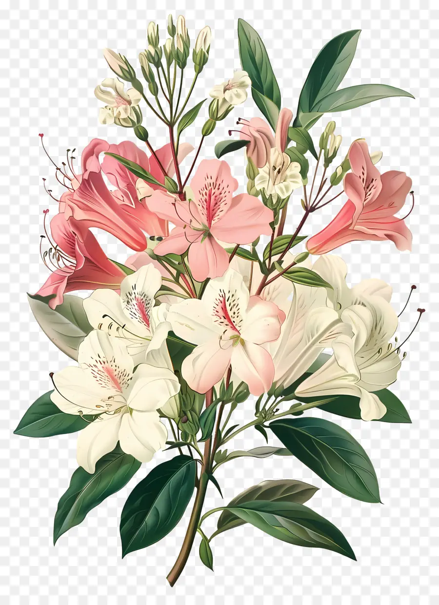 Fleurs Anciennes，Lys Blancs Et Rouges PNG