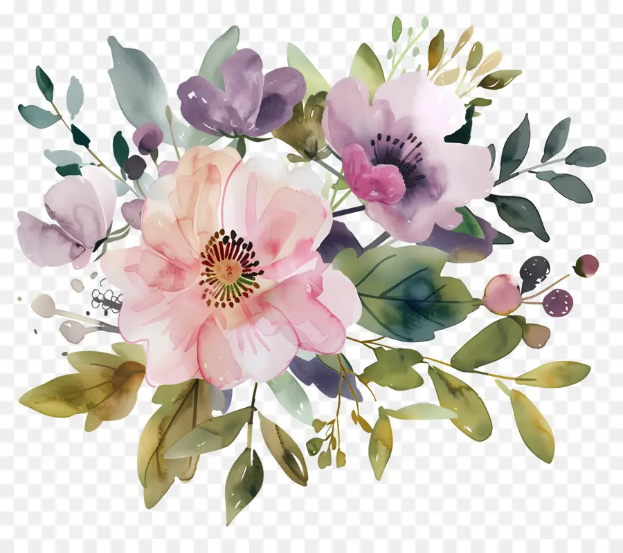 Fleurs Aquarelles，Fleurs PNG