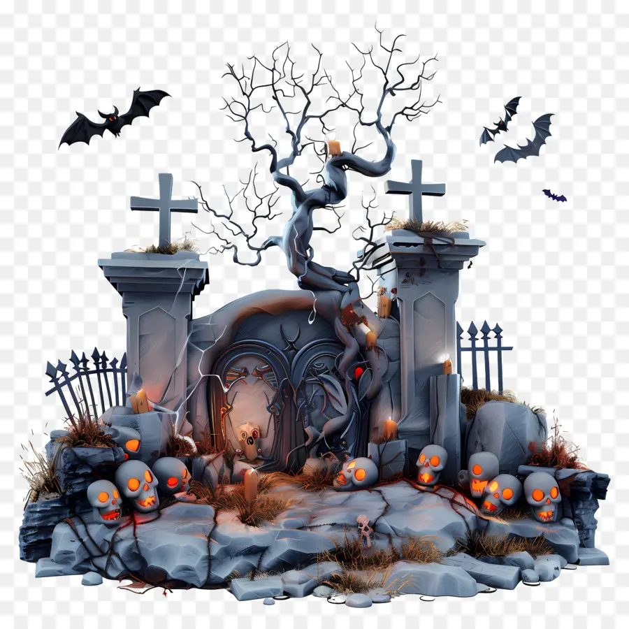 Cimetière D'halloween，Cimetière PNG