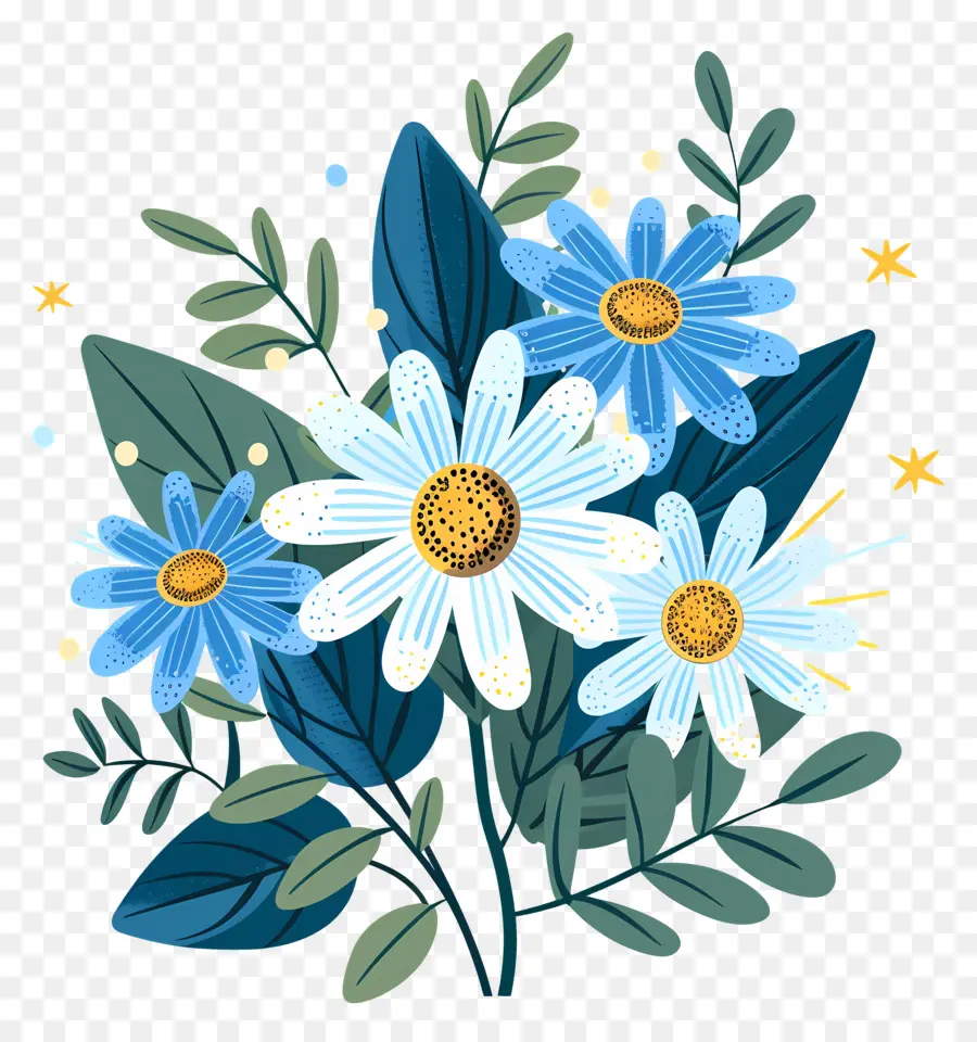 Fleurs De Marguerite，Bouquet De Fleurs Bleues PNG