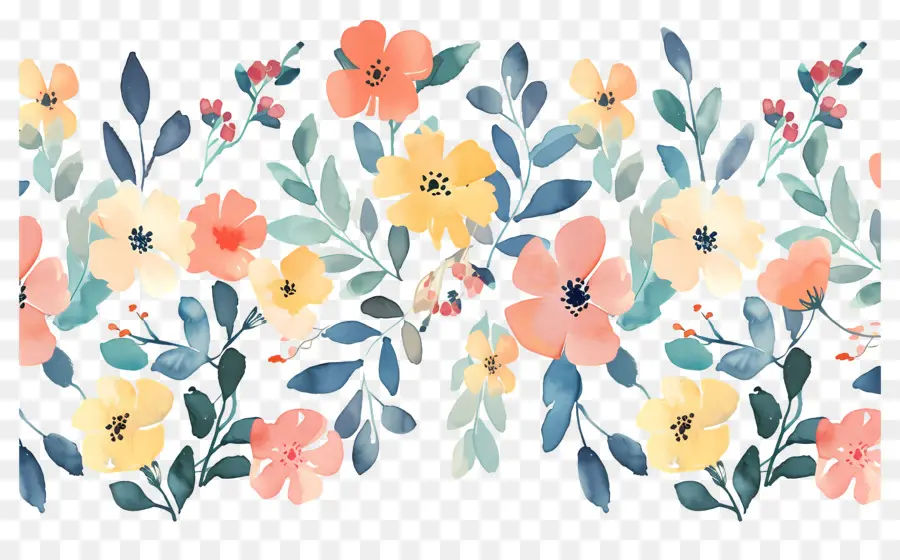 Fleur Pastel，Motif Floral Coloré PNG