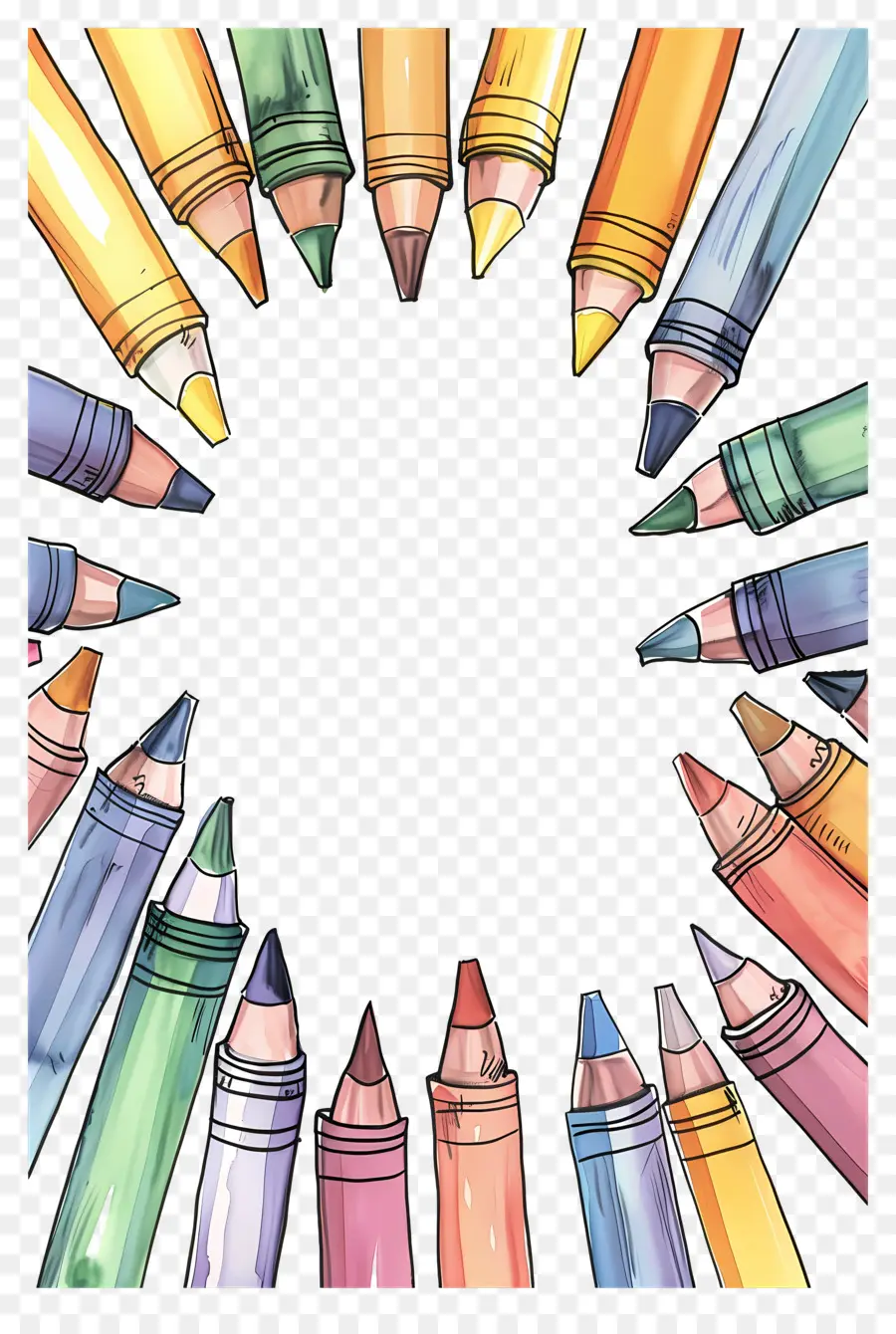 Cadre De Crayons De Couleur，Cadre à Crayons PNG