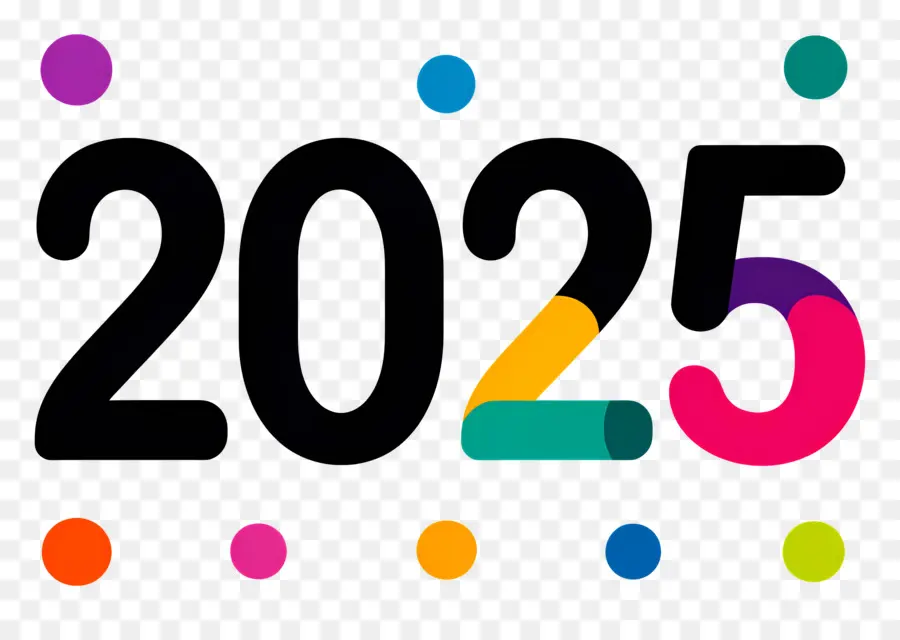 2025 Année，2025 Cercles Colorés PNG