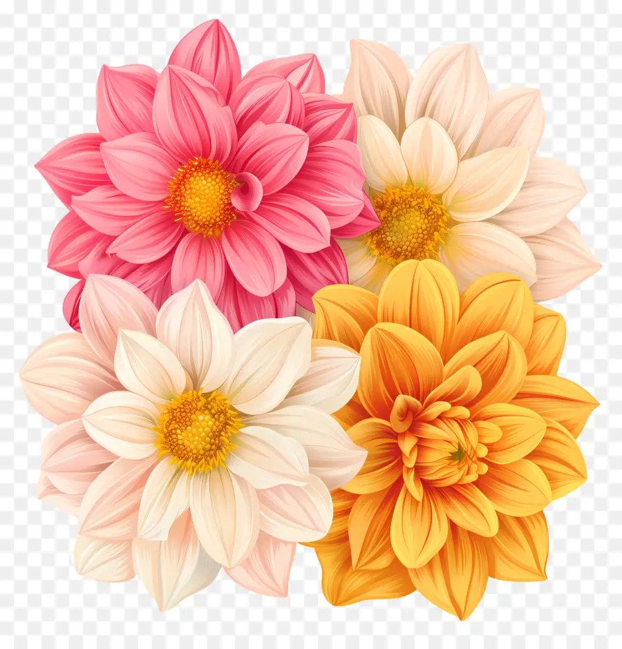 Fleur De Dahlia，Fleurs Colorées PNG