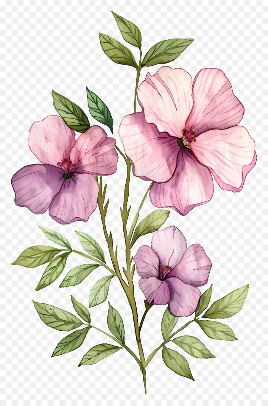 Fleurs Aquarelles，Fleurs Violettes PNG