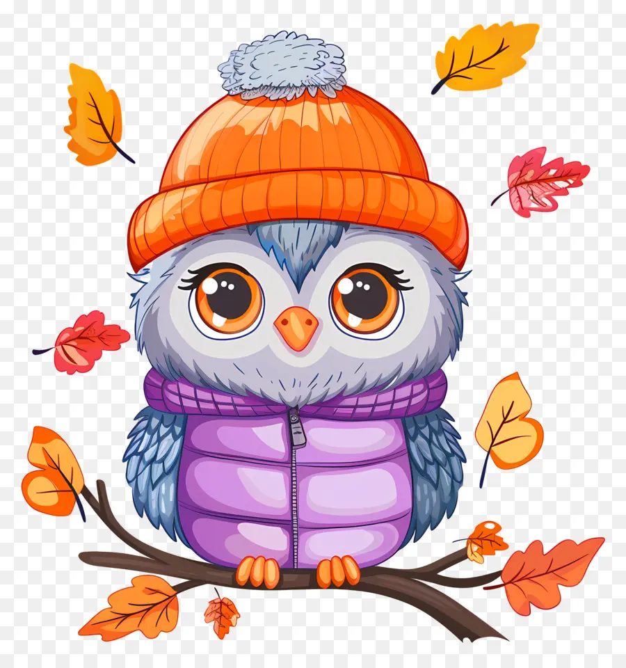 Chouette D'automne，Hibou Avec écharpe PNG