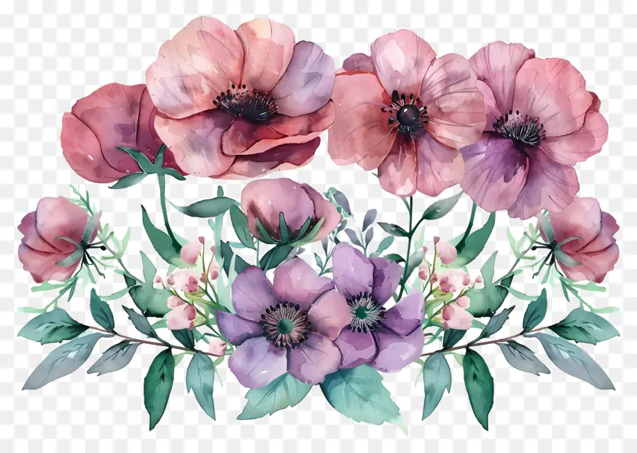 Fleurs Aquarelles，Fleur Bleue PNG