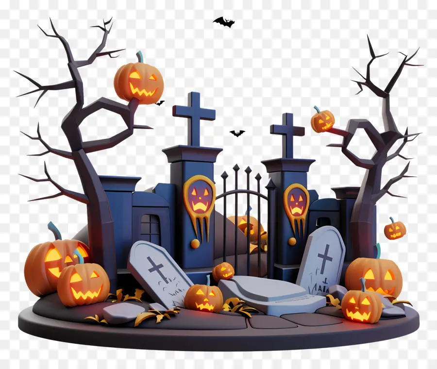 Cimetière D'halloween，Cimetière PNG