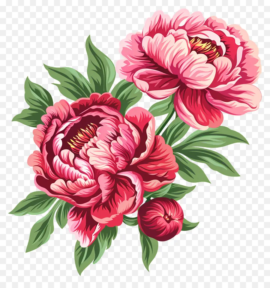 Fleurs De Pivoine，Fleurs Roses PNG