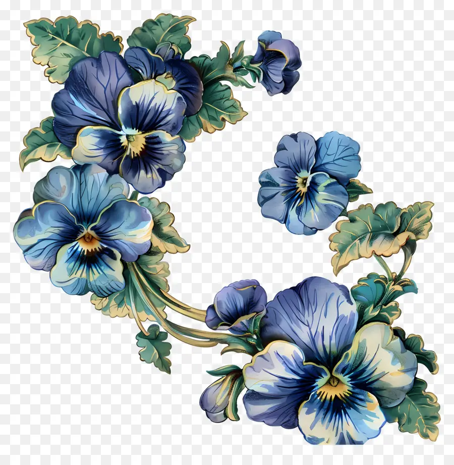 Fleurs Anciennes，Fleurs Bleues PNG