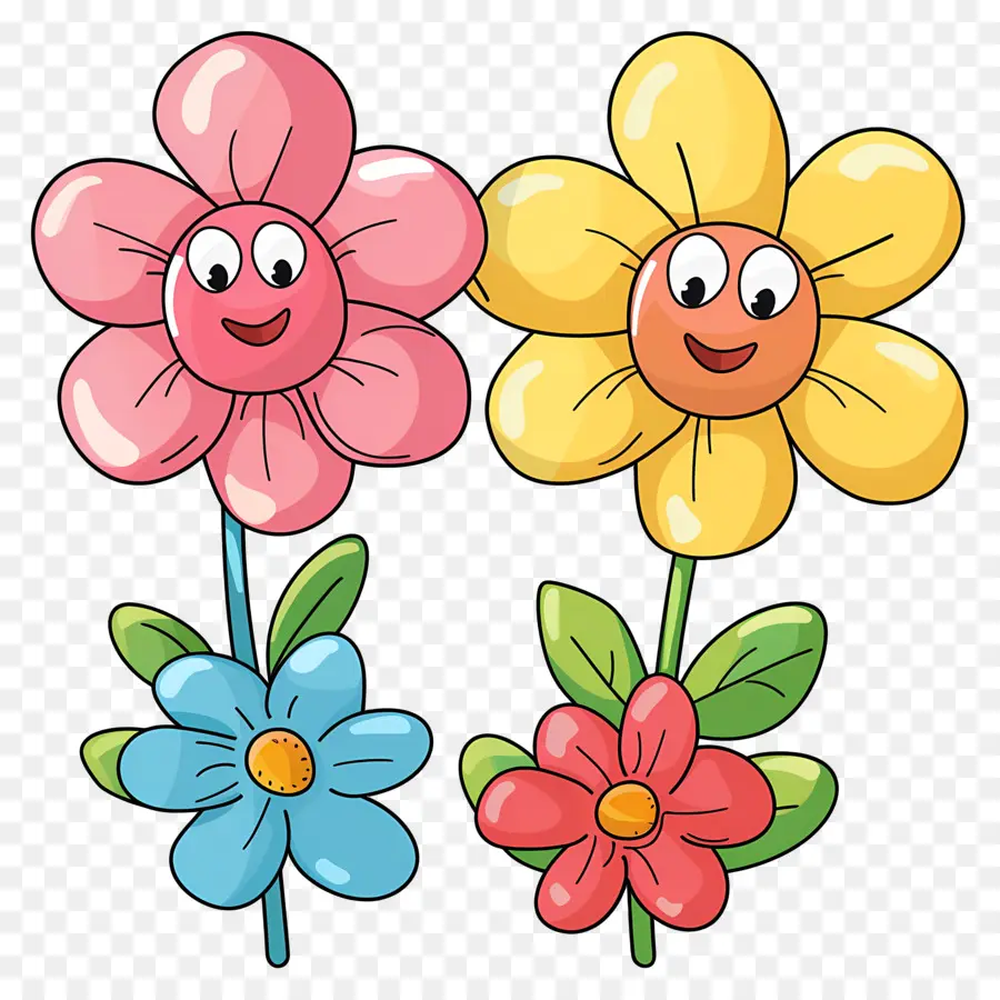 Fleur Emoji，Fleurs De Dessin Animé Joyeux PNG