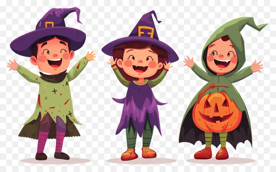 Enfants D'halloween，Enfants En Costumes D'halloween PNG