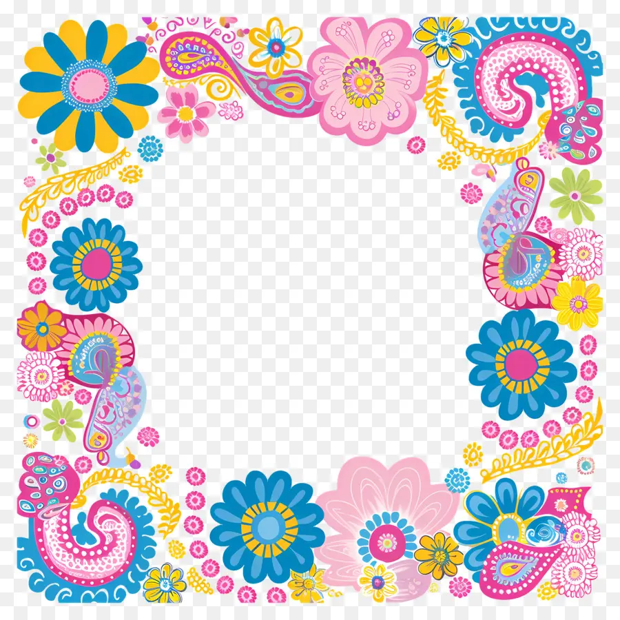 Cadre Floral，Cadre Floral Coloré PNG