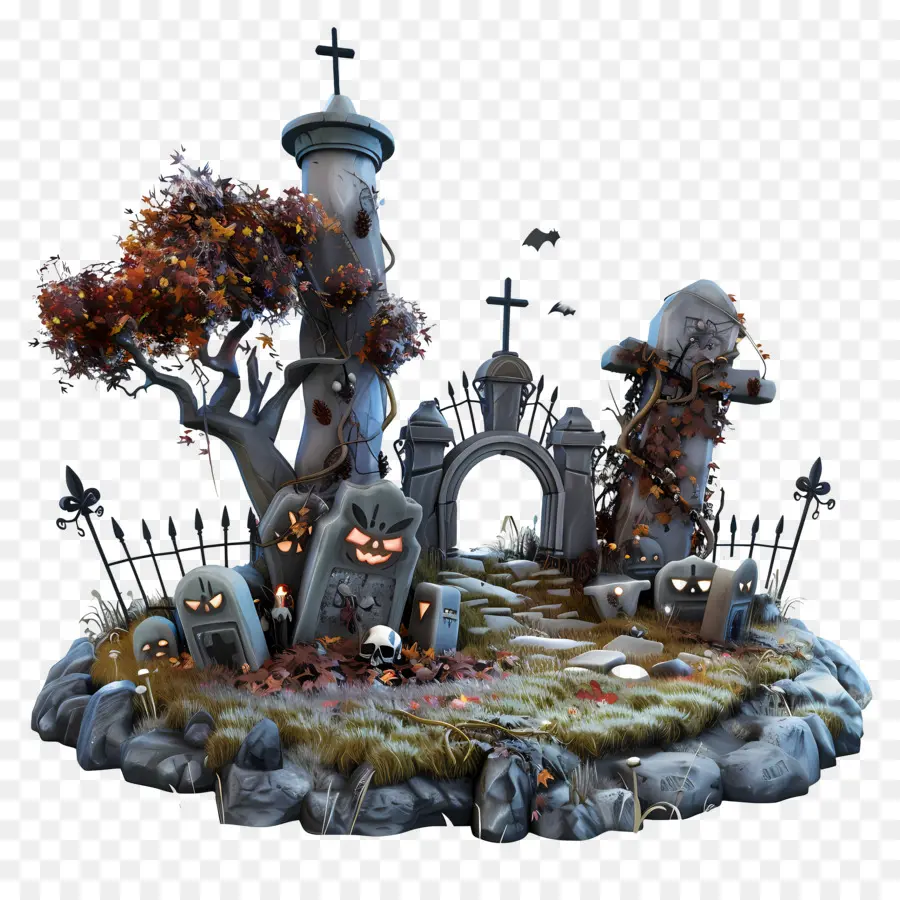 Cimetière D'halloween，Cimetière PNG