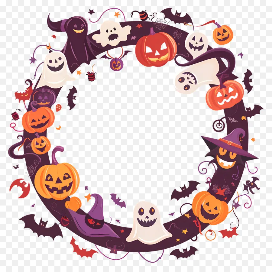 Cadre D'halloween，Couronne D'halloween PNG