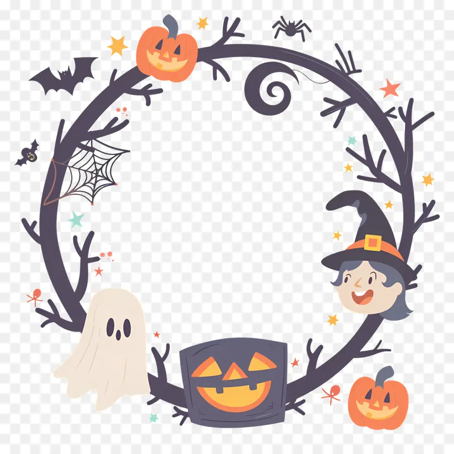 Cadre D'halloween，Couronne D'halloween PNG