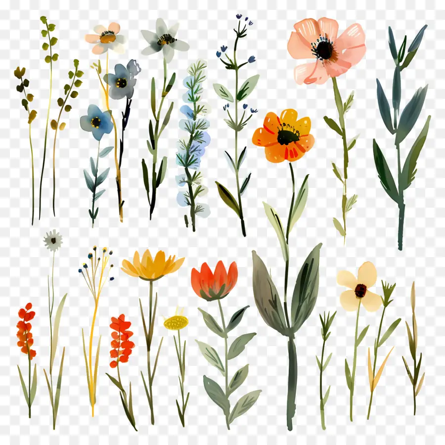 Fleur Sauvage，Fleurs Aquarelles PNG