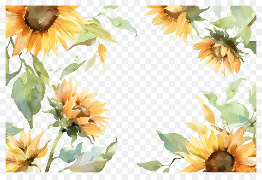 Cadre De Tournesols，Tournesols PNG