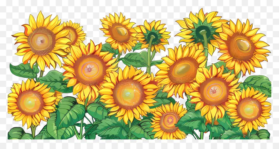 Bordure De Tournesols，Tournesols PNG