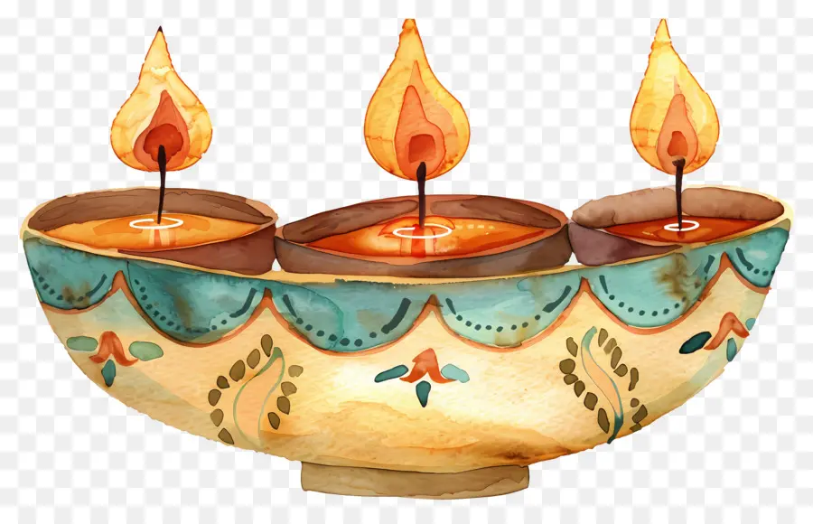 Diwali Diya，Bougies Décoratives PNG