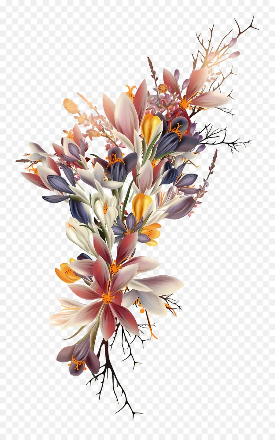 Fleurs Séchées，Composition Florale PNG